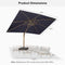 PURPLE LEAF Wood Grain Patio Umbrella with Base, Large Cantilever Umbrella for Garden