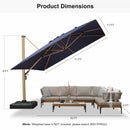 PURPLE LEAF Wood Grain Patio Umbrella with Base, Large Cantilever Umbrella for Garden