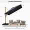 PURPLE LEAF Wood Grain Patio Umbrella with Base, Large Cantilever Umbrella for Garden