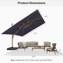 PURPLE LEAF Wood Grain Patio Umbrella with Base, Large Cantilever Umbrella for Garden