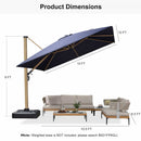 PURPLE LEAF Wood Grain Patio Umbrella with Base, Large Cantilever Umbrella for Garden