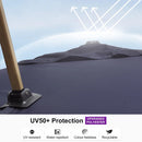 PURPLE LEAF Wood Grain Patio Umbrella with Base, Large Cantilever Umbrella for Garden