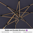 PURPLE LEAF Wood Grain Patio Umbrella with Base, Large Cantilever Umbrella for Garden