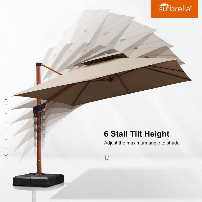 PURPLE LEAF SUNBRELLA Cantilever Umbrella Deluxe Wood Pattern Patio Umbrella