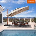 PURPLE LEAF SUNBRELLA Cantilever Umbrella Deluxe Wood Pattern Patio Umbrella