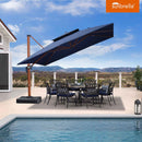 PURPLE LEAF SUNBRELLA Cantilever Umbrella Deluxe Wood Pattern Patio Umbrella