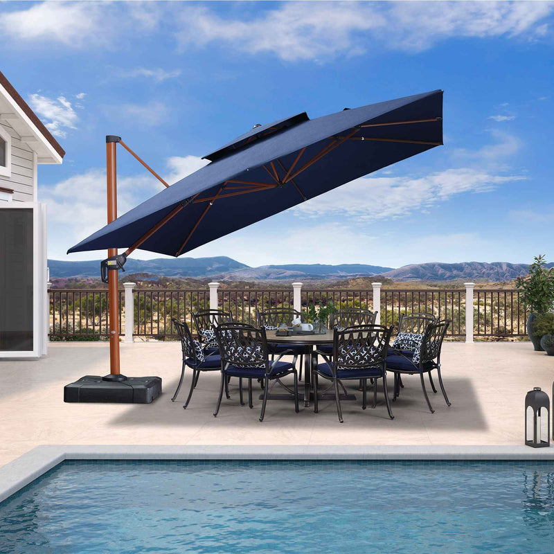 PURPLE LEAF SUNBRELLA Cantilever Umbrella Deluxe Wood Pattern Patio Umbrella