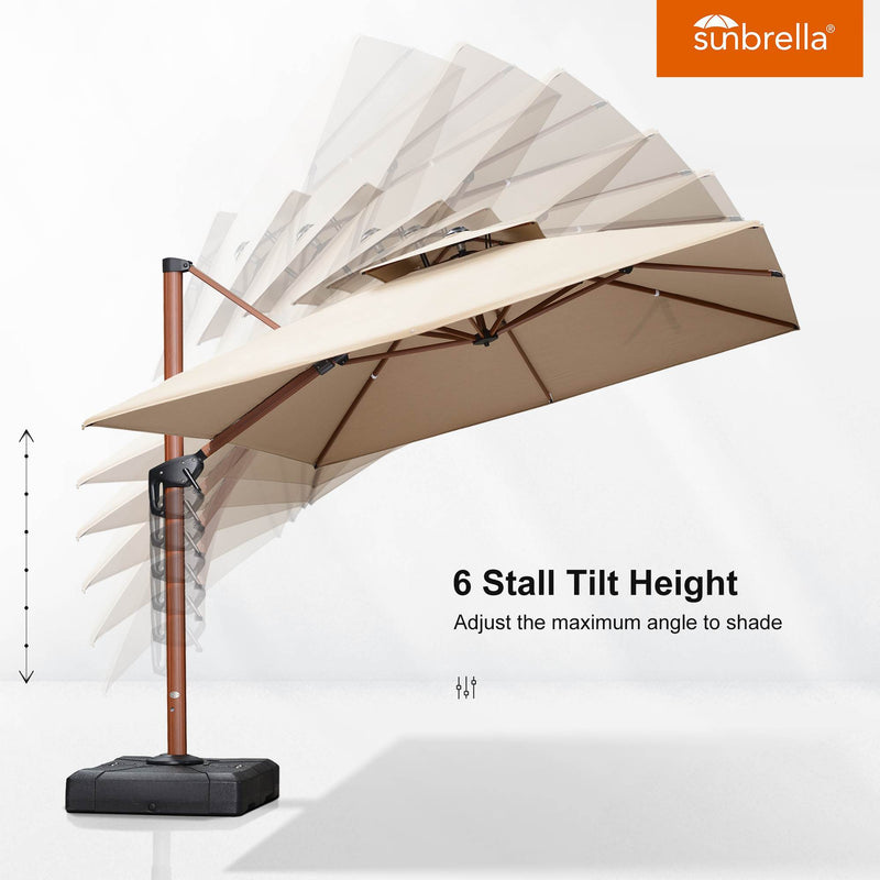 PURPLE LEAF SUNBRELLA Cantilever Umbrella Deluxe Wood Pattern Patio Umbrella
