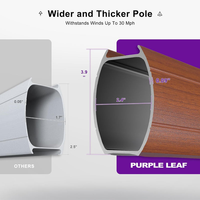 PURPLE LEAF SUNBRELLA Cantilever Umbrella Deluxe Wood Pattern Patio Umbrella