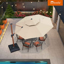 PURPLE LEAF SUNBRELLA Cantilever Umbrella Deluxe Wood Pattern Patio Umbrella