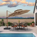 PURPLE LEAF SUNBRELLA Cantilever Umbrella Deluxe Wood Pattern Patio Umbrella