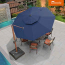 PURPLE LEAF SUNBRELLA Cantilever Umbrella Deluxe Wood Pattern Patio Umbrella
