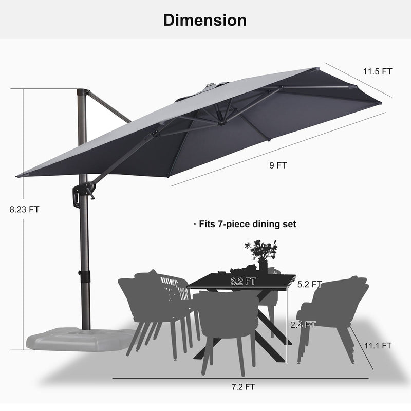 PURPLE LEAF Affordable Patio Umbrella with Base, Square and Rectangular Outdoor Umbrella