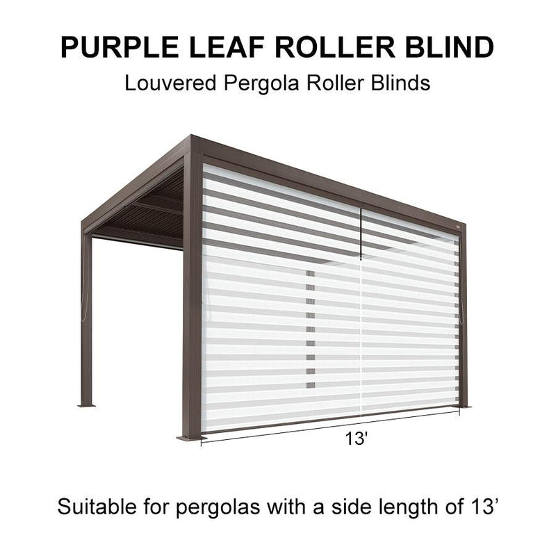 PURPLELEAF Outdoor Louvered Pergola Roller Blinds with Thermal Insulated, UV Protection Waterproof Fabric, Privacy Protection for Bronze Pergola, Easy to Install - Purple Leaf Garden