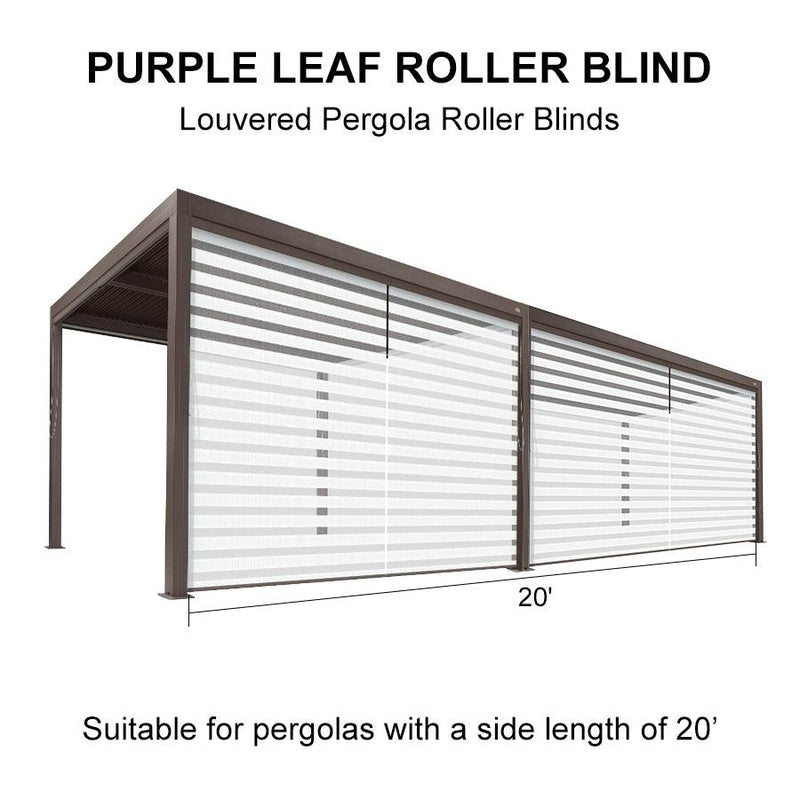 PURPLELEAF Outdoor Louvered Pergola Roller Blinds with Thermal Insulated, UV Protection Waterproof Fabric, Privacy Protection for Bronze Pergola, Easy to Install - Purple Leaf Garden