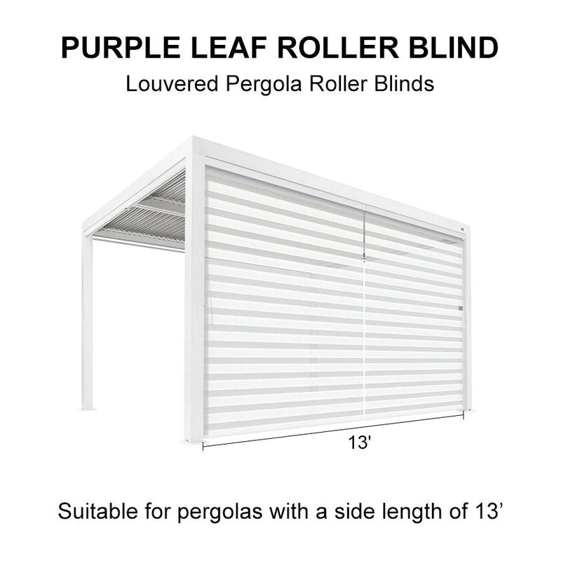 PURPLELEAF Outdoor Louvered Pergola Roller Blinds with Thermal Insulated, UV Protection Waterproof Fabric, Privacy Protection for Pergola, Easy to Install - Purple Leaf Garden