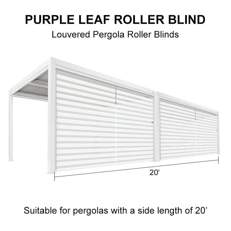 PURPLELEAF Outdoor Louvered Pergola Roller Blinds with Thermal Insulated, UV Protection Waterproof Fabric, Privacy Protection for Pergola, Easy to Install - Purple Leaf Garden