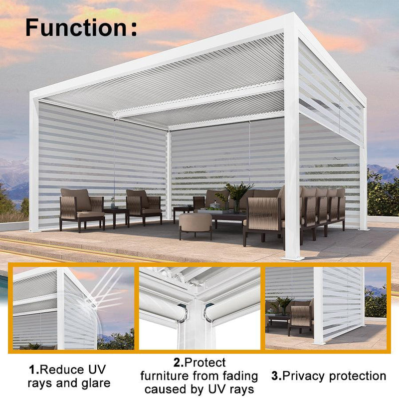 PURPLELEAF Outdoor Louvered Pergola Roller Blinds with Thermal Insulated, UV Protection Waterproof Fabric, Privacy Protection for Pergola, Easy to Install - Purple Leaf Garden