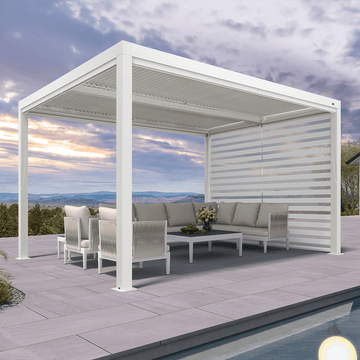 Outdoor Louvered Pergola | Thermal Insulated Roller Blinds