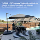 PURPLE LEAF Stepless Tilt Cantilever Umbrella Affordable Outdoor Patio Umbrella