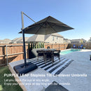 PURPLE LEAF Stepless Tilt Cantilever Umbrella Affordable Outdoor Patio Umbrella