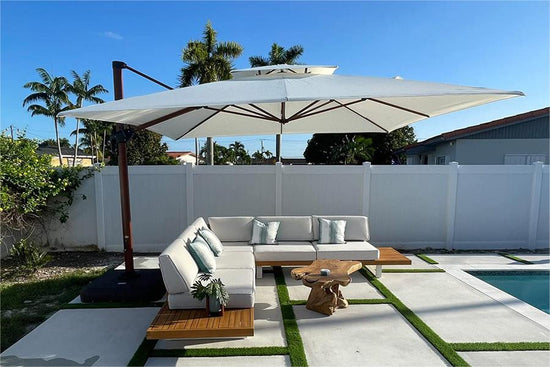 10/11/12ft Solar LED Round Cantilever Patio Umbrella 10/11/12ft Solar LED Round Cantilever Patio Umbrella