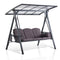 PURPLE LEAF Outdoor Porch Swing with Adjustable PVC Canopy, 3-seat Swing Chair Bench with Side Cup Holder, Cushions and Pillow Included