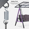 PURPLE LEAF Outdoor Porch Swing with Adjustable PVC Canopy, 3-seat Swing Chair Bench with Side Cup Holder, Cushions and Pillow Included