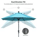 PURPLE LEAF Crank and Tilt Rectangular Outdoor Patio Market Umbrella with Base