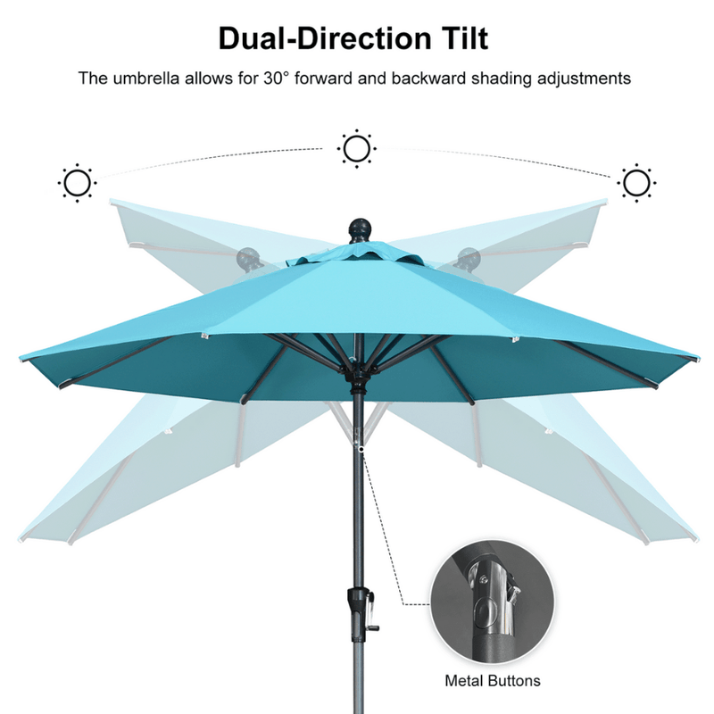 PURPLE LEAF Crank and Tilt Rectangular Outdoor Patio Market Umbrella with Base