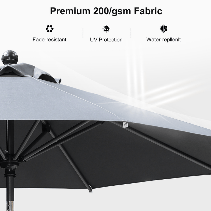 PURPLE LEAF Crank and Tilt Rectangular Outdoor Patio Market Umbrella with Base