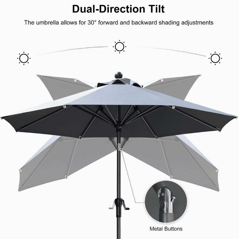 PURPLE LEAF Crank and Tilt Table Umbrella Outdoor Patio Market Umbrella with Visible Hand Crank System