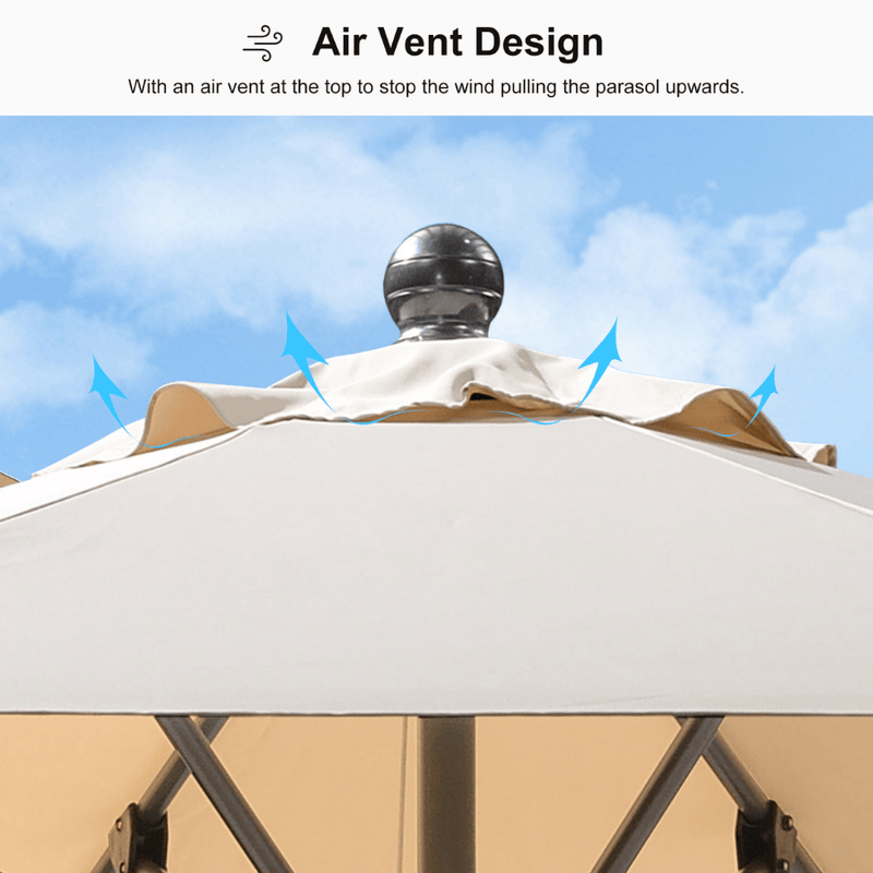 PURPLE LEAF Crank and Tilt Table Umbrella Outdoor Patio Market Umbrella with Visible Hand Crank System