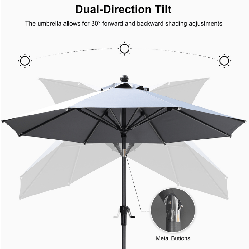 PURPLE LEAF Crank and Tilt Table Umbrella Outdoor Patio Market Umbrella with Visible Hand Crank System