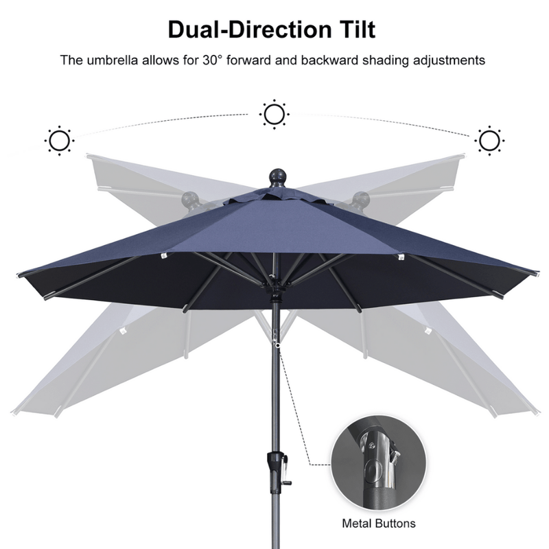 PURPLE LEAF Crank and Tilt Rectangular Outdoor Patio Market Umbrella with Base