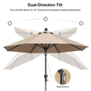 PURPLE LEAF Round Tiltable Patio Umbrella Poolside Porch Table Umbrella