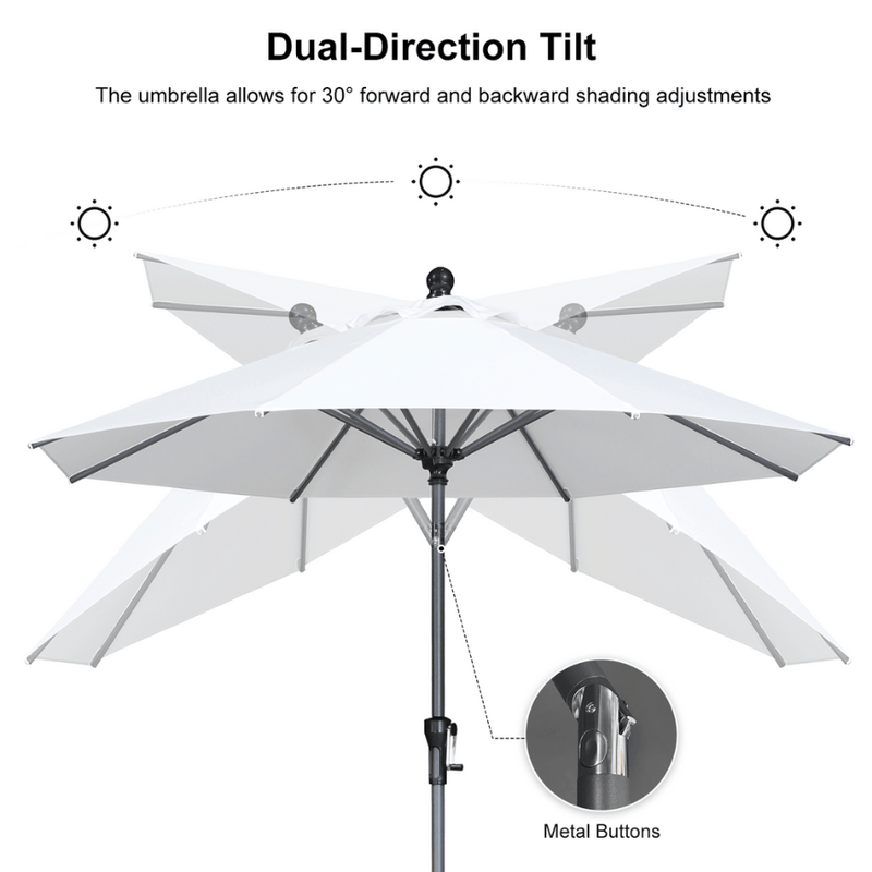 PURPLE LEAF Crank and Tilt Table Umbrella Outdoor Patio Market Umbrella with Visible Hand Crank System