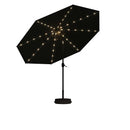 PURPLE LEAF Black Frame Tilting Market Umbrella with Lights Table Umbrella with Base Outside Patio