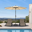 PURPLE LEAF Black Frame Tilting Market Umbrella with Lights Table Umbrella with Base Outside Patio