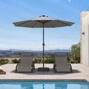 PURPLE LEAF Black Frame Tilting Market Umbrella with Lights Table Umbrella with Base Outside Patio