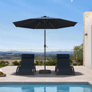 PURPLE LEAF Black Frame Tilting Market Umbrella with Lights Table Umbrella with Base Outside Patio