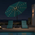 PURPLE LEAF Black Frame Tilting Market Umbrella with Lights Table Umbrella with Base Outside Patio