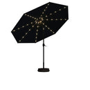 PURPLE LEAF Black Frame Tilting Market Umbrella with Lights Table Umbrella with Base Outside Patio