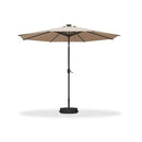 PURPLE LEAF Black Frame Tilting Market Umbrella with Lights Table Umbrella with Base Outside Patio