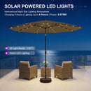 PURPLE LEAF Black Frame Tilting Market Umbrella with Lights Table Umbrella with Base Outside Patio