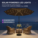 PURPLE LEAF Black Frame Tilting Market Umbrella with Lights Table Umbrella with Base Outside Patio