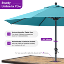 PURPLE LEAF Aluminum Patio Table Umbrella Heavy Duty Market Umbrella with Base