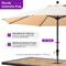 PURPLE LEAF Aluminum Outdoor Market Umbrella Patio Table Umbrella