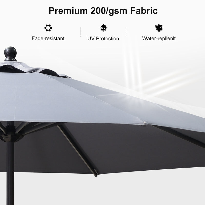 PURPLE LEAF Aluminum Patio Table Umbrella Heavy Duty Market Umbrella with Base