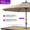 PURPLE LEAF Aluminum Outdoor Market Umbrella Patio Table Umbrella